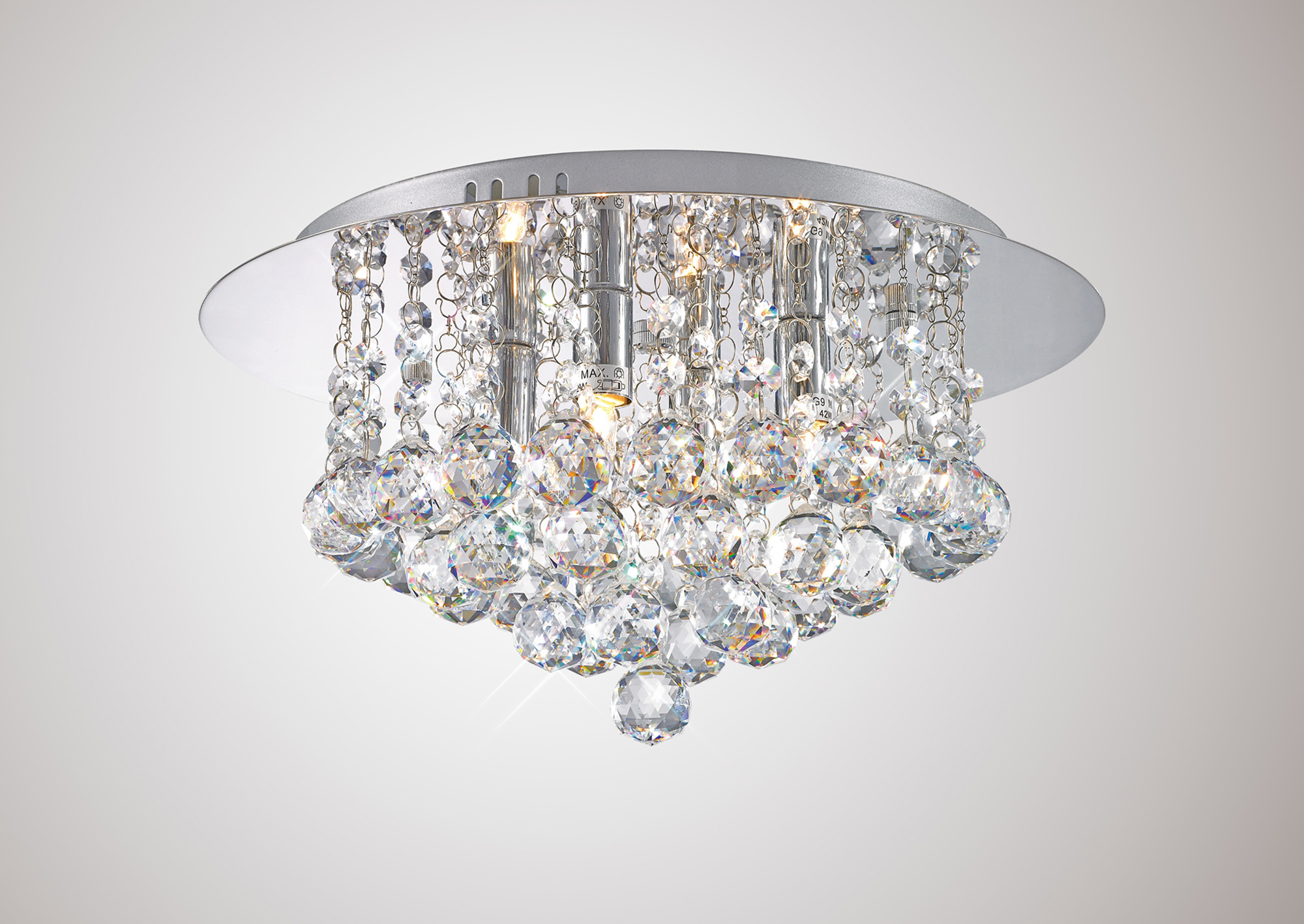 D0002  Dahlia 35cm Crystal Flush Ceiling 4 Light Polished Chrome, Clear